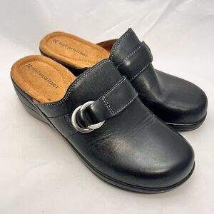 Naturalizer Clogs Mules Leather Causal Slip on Shoes Black Sz7